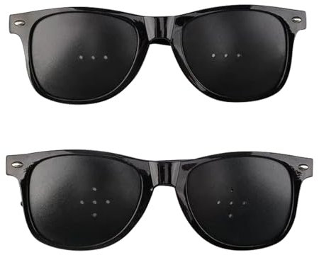 2 Stück Rasterbrille für Augentraining, Raster-Brille Augentrainer Lochbrille Raster Multidot Brillen, Lochrasterbrille Pinhole Glasses Multi Dot Brille für Sehvermögen-Verbesserung (Simple)