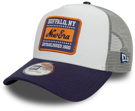 New Era Berretto da Camionista Cappellino Regolabile Snapback a Rete Visiera Curva Toppa Estate Bianco Blu