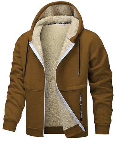 Sudadera Hombre Cremallera Polar Chaqueta Hombre Invierno Deportiva Casual Termicas Sueter Sudaderas Ropa De Trabajo Entretiempo Básica Hoodie Sweatshirt(Marrón,3XL)