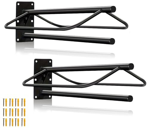 Fsehyue 2Pcs 23.8 L x12.6 W x7.5 H Saddle Rack with Pad Bar Heavy Duty Wall Mounted Saddle Rack Suitable for English and Western Saddles Horse Stall Barn Trailer Tack Room Black