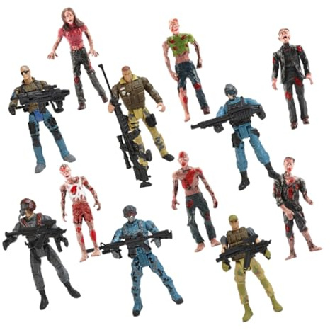 HOOTNEE Figurines Militaires Articulées Soldats et Mini Poupées Zombies 10 Cm Jouet Éducatif Set Mixte Forces Spéciales et Zombies Jeu de Rôle 12 Pièces pour Garçon et Style Aléatoire