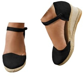 Womens Espadrilles Slides Wedge Sandals Mesh Breathable Closed Toe Slip-on Backless Shoes Footwear Fashion Flat Shoes with Ankle Wrap Strap
