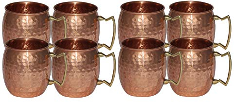 Maithil Art Juego de 8 tazas hechas a mano de cobre puro martillado Moscow Mule