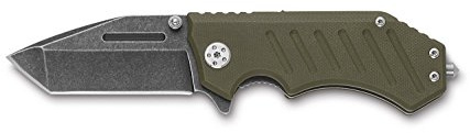 AUSONIA - Coltello da tasca lama in acciaio inox manico in G10 con frangivetro Cm 16