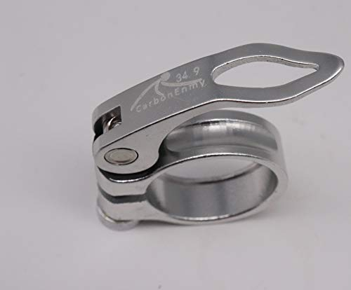 Sujeción de sillín de bicicleta de CarbonEnmy, de aluminio con cierre rápido (34,9 mm), plata