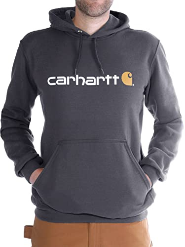 Carhartt Herren Sweatshirt Signature Logo Hooded Sweatshirt Heather Grey