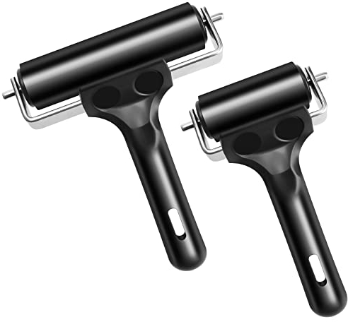 Rouleau Encreur Linogravure 2 Pcs 3,8 inch et 2,2 inch en Caoutchouc Rouleau Encreur Idéal pour Anti Skid Ruban Outils de Construction Stamping Outils et Outils de Bloc de Peinture d'Encre