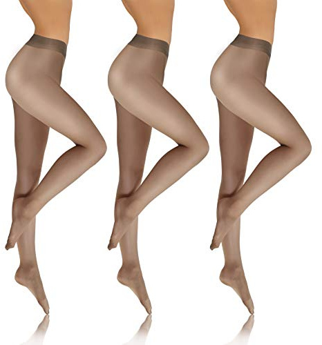 sesto senso Strumpbyxor dam, transparent, 1-pack, 3-pack, Den 8, släta fina strumpbyxor, Tre par – Fumo – grafit, L