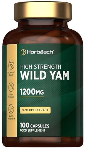 Wild Yam Capsules 1200mg | High Strength Wild Yam Root Extract | 100 Capsules (Over 3 Months Supply) | Supplement for Men & Women | by Horbaach