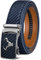 KEMISANT Gürtel Herren, Ratsche Automatikschließe Ledergürtel für Business Anzug, Breit 35mm, Größe Angepasst (Navy Blau-115cm/32-38 Taille Verstellbar)