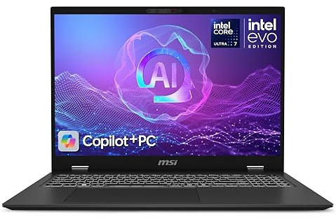 MSI Prestige 16 AI+ Evo B2VMG-024IT Notebook Copilot+ 16 OLED UHD+ 60Hz, Intel Core Ultra 7 258V, Intel Arc, RAM 32GB LPDDR5X 8533MHz, 1TB SSDPCIe4, 99Whr, Win 11 Home Layout und Garantie ITA Grau