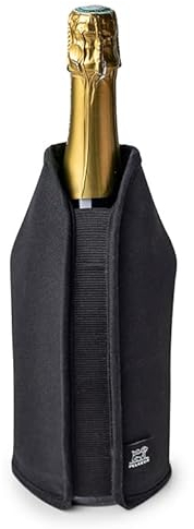 Elastischer Wein- und Sektkühler/Kühlmanschette, schwarz, 23 cm
