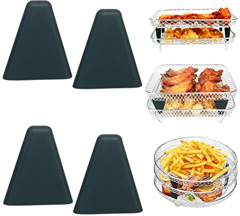 YQL Stapelbares Zubehör für Airfryer Racks, 4 Stück Silikonfüße für Runde und Quadratische Airfryer-Racks, Erhöhen den Abstand Zwischen den Ebenen, Airfryer-Zubehör für Airfryer-Racks/Grill-Racks