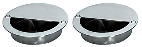 Lot de 2 poignées de porte encastrées avec vis de fixation, poignées rondes en acier inoxydable argenté pour placard, armoire, tiroir, armoire coulissante, commode, placard [diamètre 90mm]