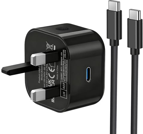 Samsung Fast Charge, Samsung USB C Charger Plug and Cable 1M Type C Lead with USBC Charging Plug UK for Galaxy S25/S24/S23/S22/S21/S20/A17/A16/A15/A56/A55/A54/A53/A52/A36/A35/A34/A33/A32/A26/A25