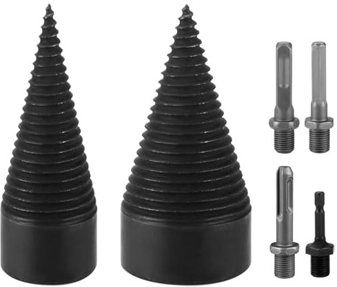 QWORK® Fendeuse de Bûches, 45 mm et 32 mm Fendeurs à Bois avec 4 Poignées, Fendeuse Bois Cône, pour Marteau Électrique