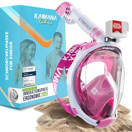 Die Preisgekrönte KAIMANA® Schnorchelmaske Kinder inkl. Tragetasche - absolut CO₂ sichere Tauchmaske Kinder - Tauchermaske - Taucherbrille Kind 4 Jahre - Schnorchelmaske