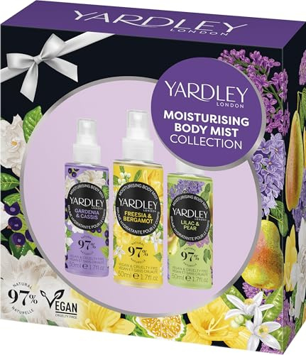 Yardley London Contemporary Classic Florals Fragrance Mist Collection, Featuring Timeless Floral Scents for a Refreshing and Long-lasting Aroma 3x50ml.