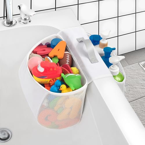 Sac de rangement pour jouets de baignoire, sac de rangement pour jouets de bain, sac en maille, blanc, FIUIRYA NATURAL PRODUCTS
