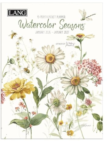 Lang, Watercolor Seasons Monthly 2026 Pocket Planner, 4.9'' X 6.6'', Weekly Calendar with Spiral Binding