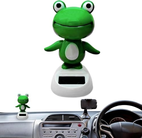 Jizlan Green Solar Bobblehead - Long-Lasting Frog Bobble Dancer Toy, Decorative Solar Energy Figurine | Eco Friendly Solar Dashboard Shaking Toy, Dancing Dashboard Ornament for Office