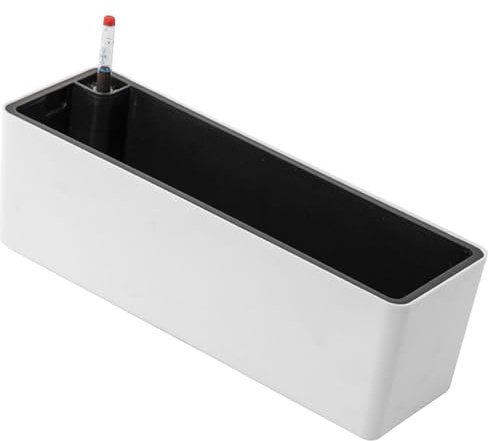HGZLQKD Rectangular Self Watering Planter with Water Level Indicator Window Box Rectangle Flower Pot with Drainage Hole for Patio Garden Planting Vegetables, Succulent, Flowers, 40x12.5x12.5cm