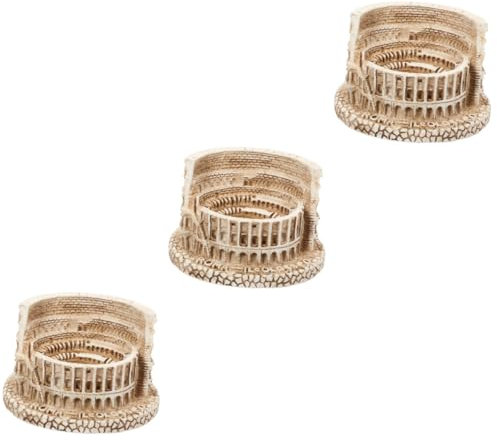 GLEAVI 3 Pezzi Ornamenti Romani Ornamento Dell'acquario Figurina Acquario Romano Arredamento Antica Architettura Romana Decor Del Serbatoio Di Pesce Piccolo Colonna Edificio Beige Resina