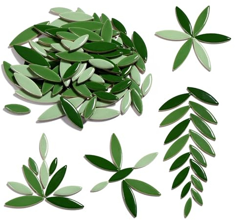 Filhome Pietre a mosaico per fai da te, 500 g, autoadesive per opere d'arte, decorazione da parete e mosaico (verde scuro/verde/verde chiaro)