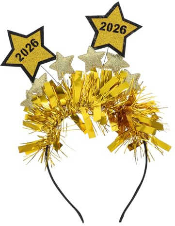 Warmhm Headband Year Happy Year Hair Ornament Women Stars Hairband Glitter Tinsel Headband Year's Eve Party Supplies Favors