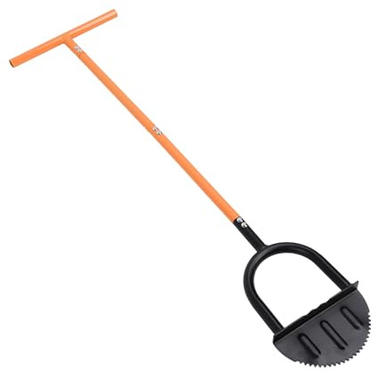 96cm / 37.8in Manual Lawn r,Saw Tooth r Lawn Tool, Half Moon Lawn r with T Grip, Sidewalk Grass Long Handled Step r, for Garden Sidewalk Flower Beds(#2)