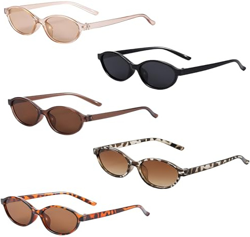 BeoTnp 5 Pcs Womens Sunglasses, Cat Eye Sunglasses Women, Retro Oval Sunglass, Lightweight Design, Stylish and Comfortable, Perfect for Outdoor Activities for Driving, Outdoor, Beach, Party