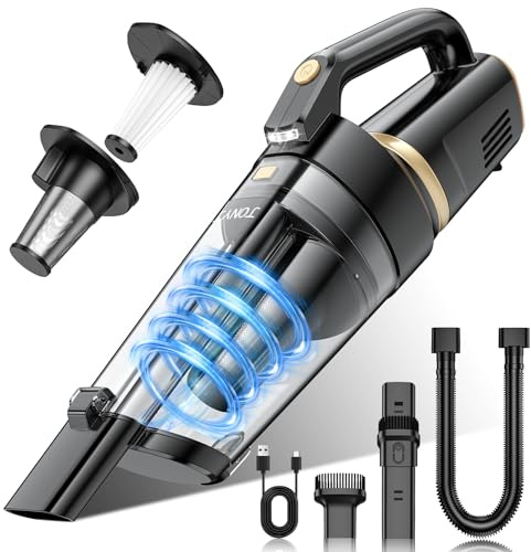 JONYJ Handheld Vacuum Cordless, 16000PA Strong Suction Hand Held Car Vacuum Cleaner, Portable Hand Vacuum Rechargeable with Multi-Nozzles & LED Light for Home, Car, Office, Pets