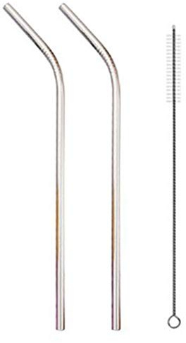 2 PZ Canne in acciaio inossidabile 304 food grade con 1 spazzola - metalliche riutilizzabili per bevande caffè tè al latte Antiruggine Resistenti calore e freddo Senza odori Anticorrosive Durature a l