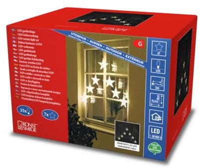 Konstsmide Ljusgardin stjärnor utomhus 24 V 35 LED varm vit (B x H) 75 cm x 116 cm
