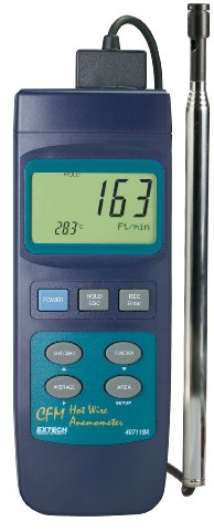 Extech 407119 Heavy Duty CFM Hot Wire Thermo-Anemometer 0.50 Dia.