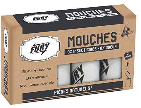 FURY - Rubans attrape mouches - Ecologique à la glu - 100% efficace - Sans odeur - 4 pièges - Fabrication Française