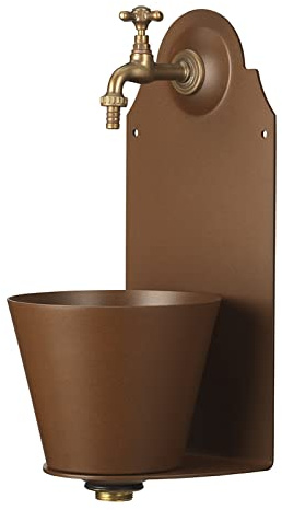 Belfer 42PR Fontana a Parete in Solido Alluminio con Rubinetto in Ottone e Vaschetta Colore Ruggine