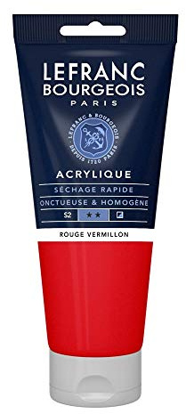 Lefranc Bourgeois 300432 fin akrylfärg – tenntoppröd, 200 ml tub, vattenbaserad akrylfärg, snabbtorkande, ljusäkta, vattentät