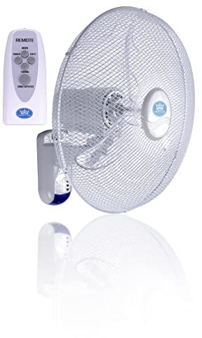 Prem-i-air White 18 Inch (46 cm) Powerful Oscillating Cooling Wall Fan with 3 Airflow Speed Settings, Oscillating Function, Adjustable Head and Quiet Operation For Use in Homes, Offices and Bedrooms