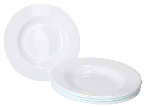Van Well Bormioli Rocco Toledo - Juego de platos hondos (6 piezas, 24 cm de diámetro, cristal opalino), color blanco