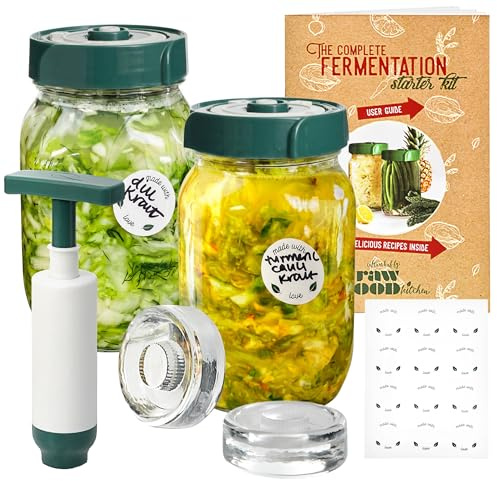 Komplettes Fermentier-Set – 2 x 1L Gläser mit Airlock-Fermentierdeckeln