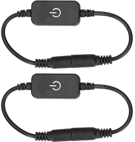 Mini LED Strip Touch Dimmer 2pcs 1ft Cord Single Color DC 5V to 24V On Off Switch Controller