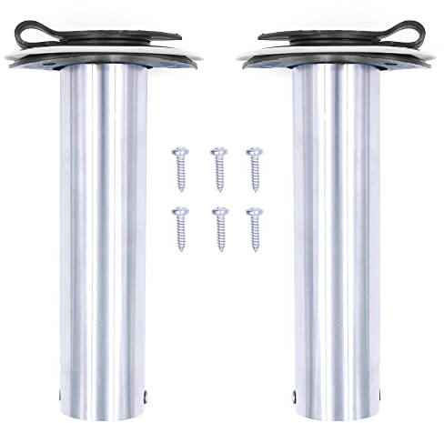 ZONADAH Lot de 2 supports de canne à pêche robustes en acier inoxydable 316 de qualité marine, montage encastré, 90 degrés