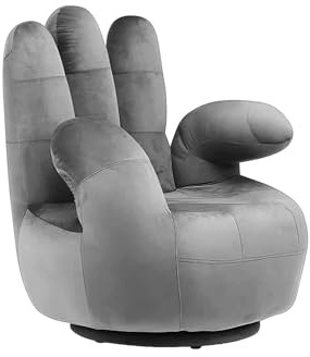 Vente-unique - Fauteuil Main pivotant Catchy en Velours - Anthracite