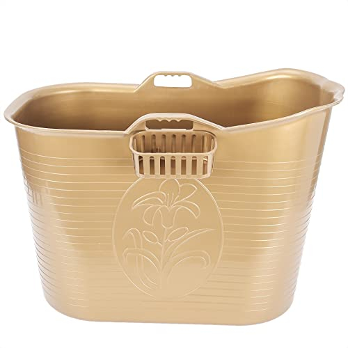 FLINQ Sitzbad - Badewanne für Erwachsene - Mobile Badewanne - Mit Ablaufschlauch und Auffangbehälter - Gold - 200 Liter