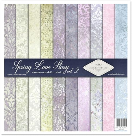 ITD Collection – Scrapbooking pack 31 x 32 cm, scrapbooking papper, dekorativt papper, decoupage, korttillverkning, pappersstorlek – 310 x 320 mm (Spring Love Story vol. 2, SLS060)