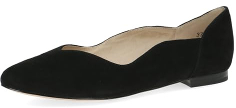 CAPRICE Damballerinaskor av läder eleganta, Svart mocka, 39 EU