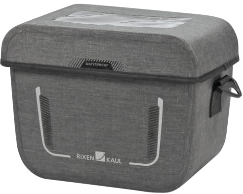 klick-fix Unisex – Erwachsene Klickfix Fahrradkörbe, Tweed Grau, 26x20x19 cm