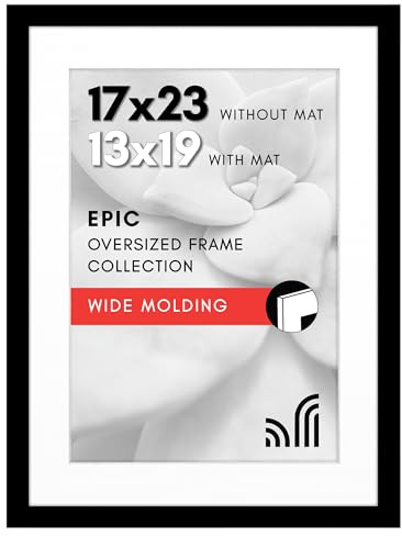 Americanflat 17x23 Picture Frame with Polished Plexiglass - Use as 13x19 Frame with Mat or Display 17x23 Photo Without Mat - Epic Collection - Wide Picture Frames for Wall Display - Black