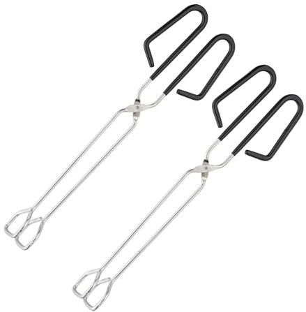 Relaxdays Grillzange 2er Set, Edelstahl, Rutschfester Griff, Scherenzange für Grill & Küche, 33 cm lang, Silber/schwarz